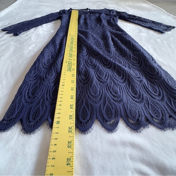 Lilly Pulitzer Hera Lace Dress True Navy Two Tone Feather Lace Size 0 - Picture 11 of 16